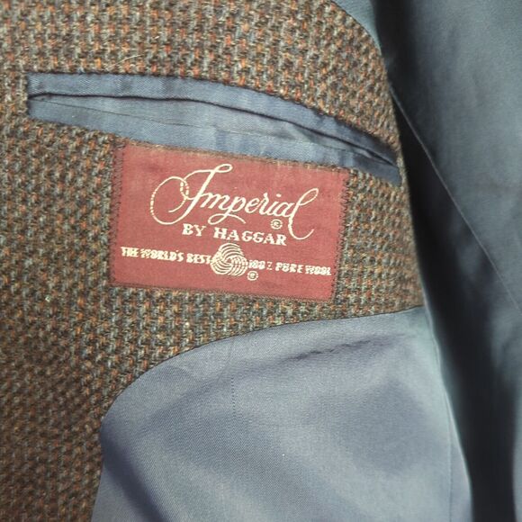 Men's VTG Imperial by Haggar Dark Grey Tweed Sports Coat 44" Wool 2 button - Picture 11 of 11